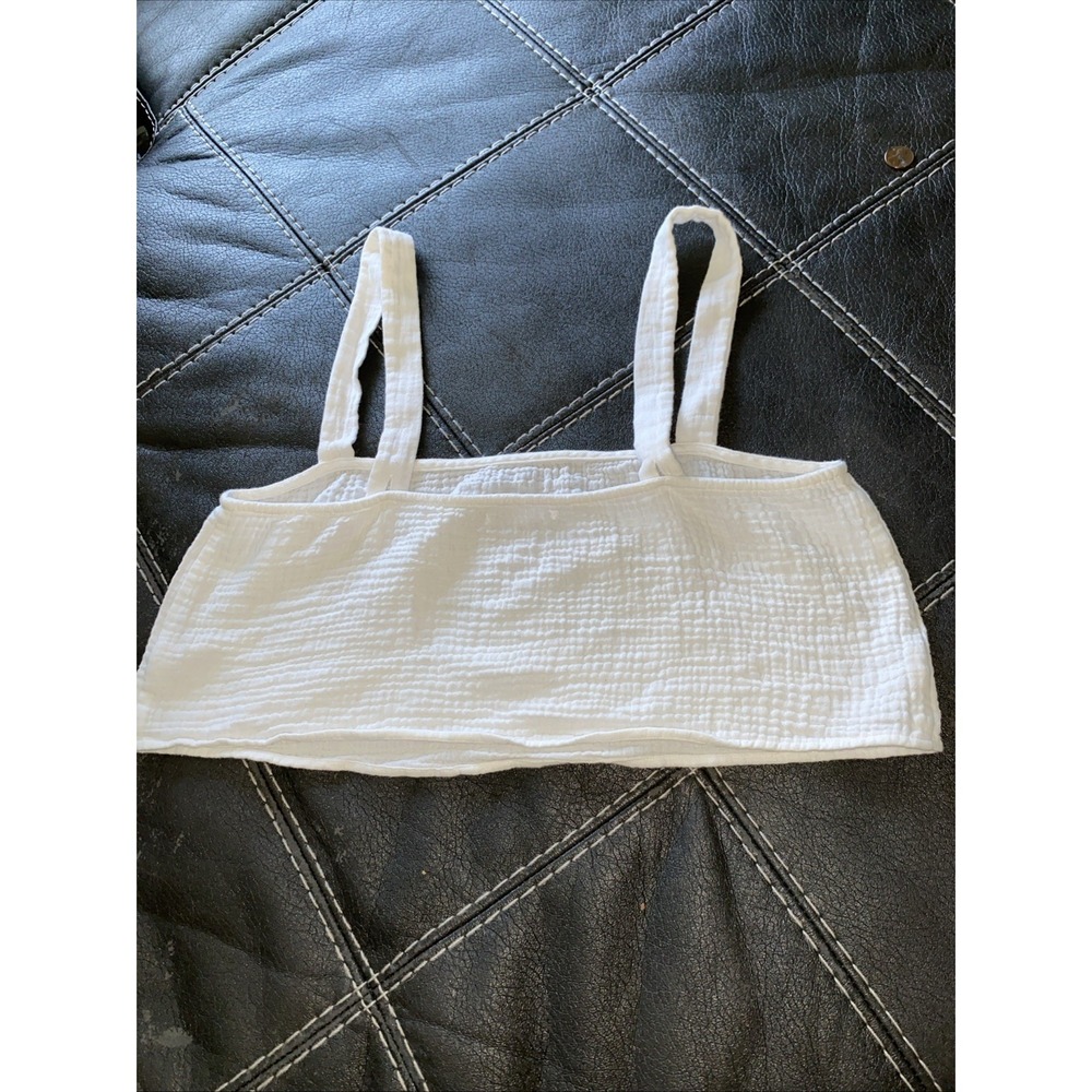 Reformation Women's White Cotton Cropped Tank Size 8 - Picture 7 of 9